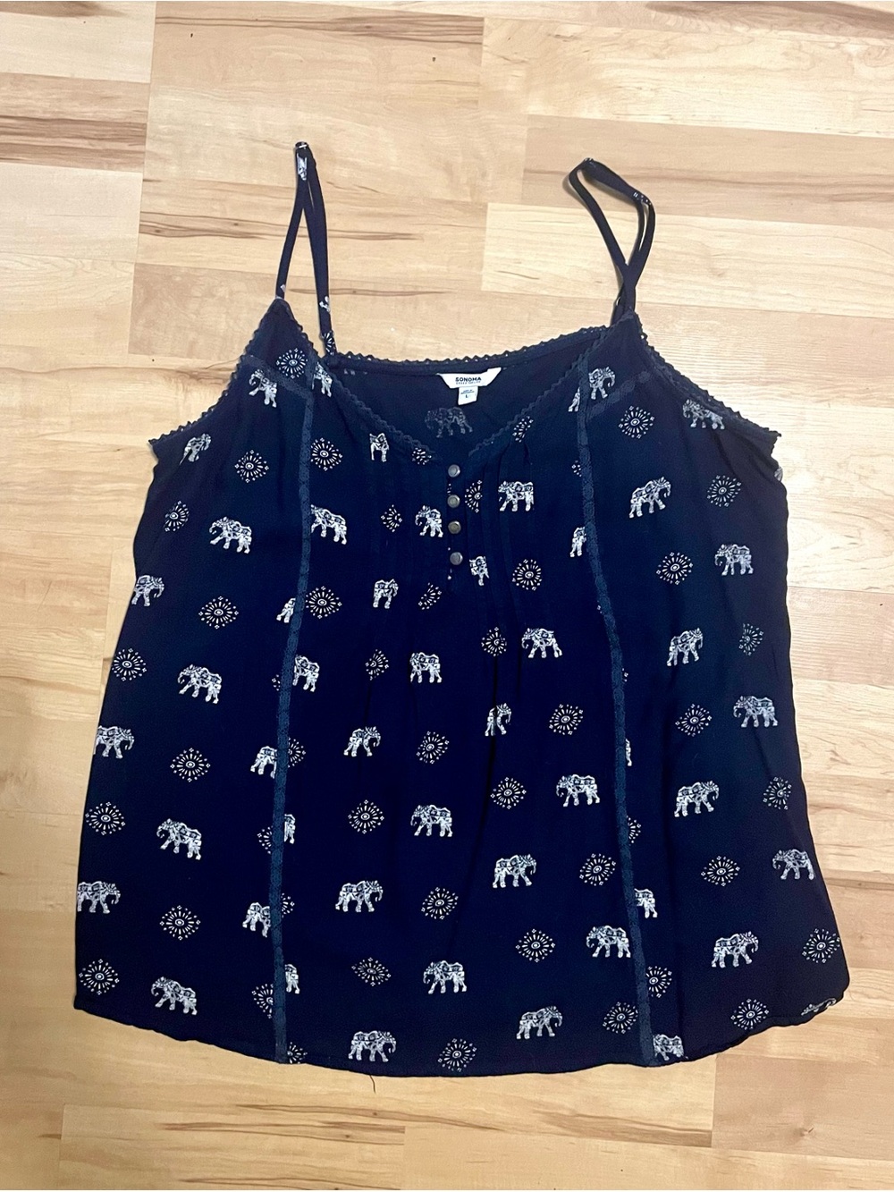 Sonoma Navy Elephant Print Cami Tank – Size Large